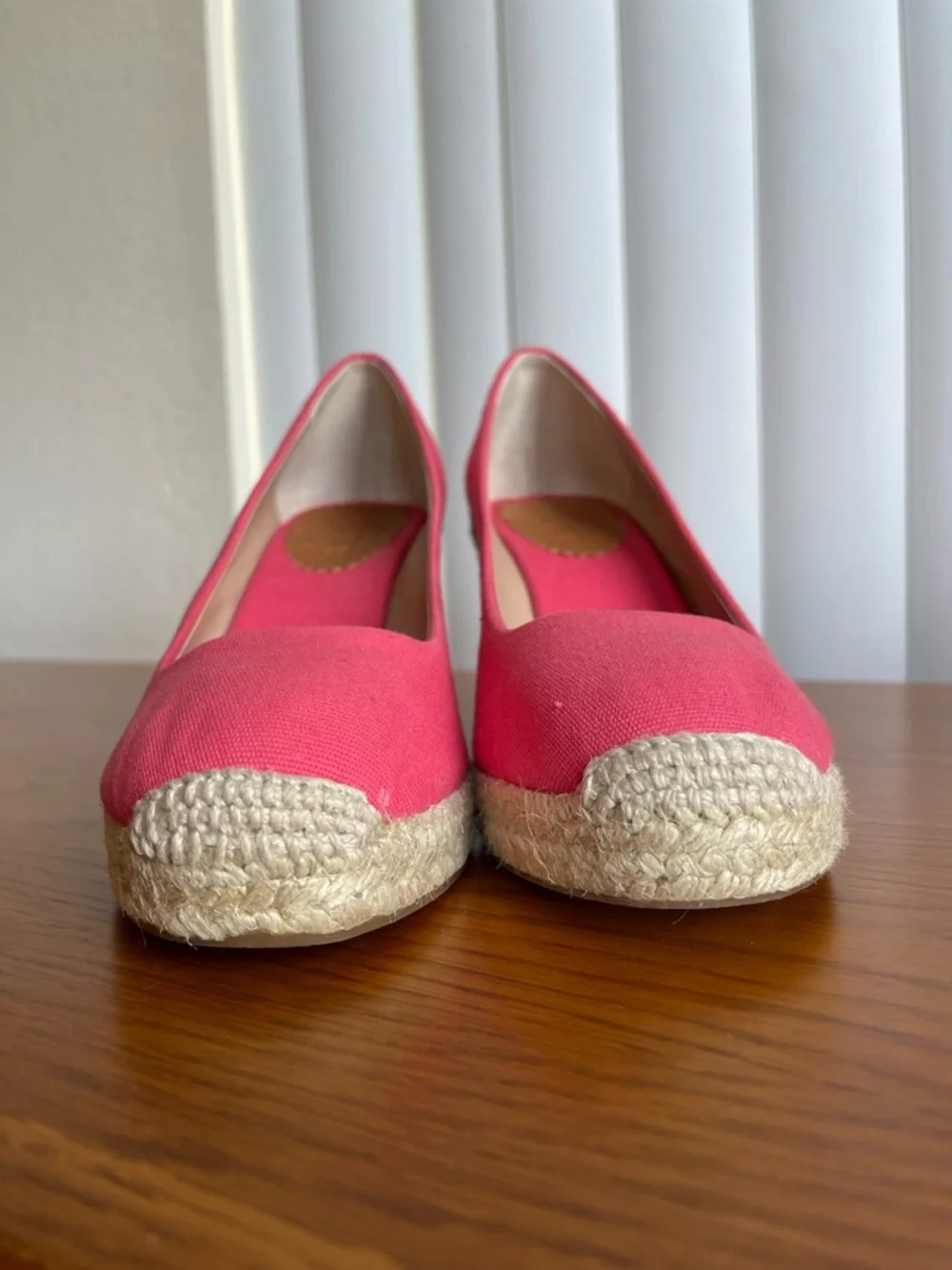 J.Crew Seville Canvas Espadrille Wedge Salmon Pink Size 7.5 - Picture 11 of 16